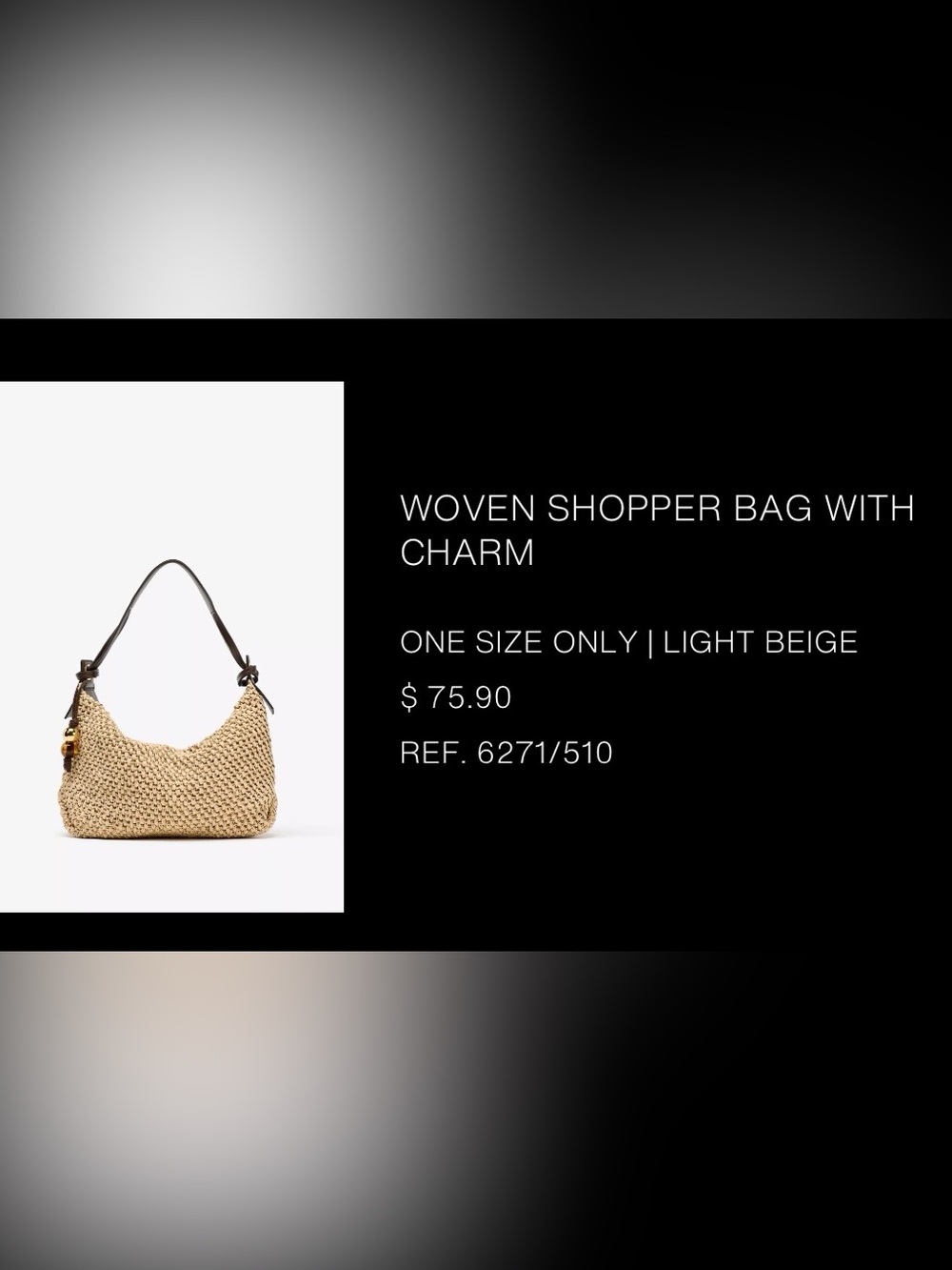 Zara Woven Shoulder Bag w/ Charm - Picture 5 of 7